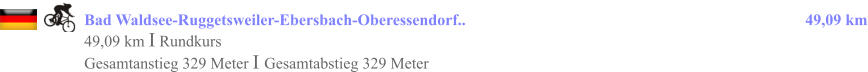 Bad Waldsee-Ruggetsweiler-Ebersbach-Oberessendorf..				                                                49,09 km 49,09 km I Rundkurs Gesamtanstieg 329 Meter I Gesamtabstieg 329 Meter